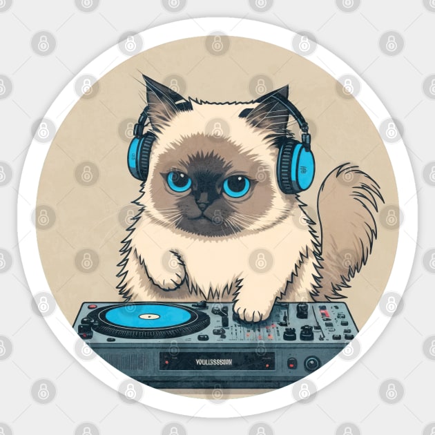 CUte DJ Ragdoll Cat Sticker by JGodvliet